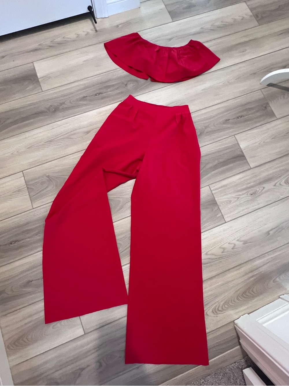 High-Waist Wide Leg Pants in Red